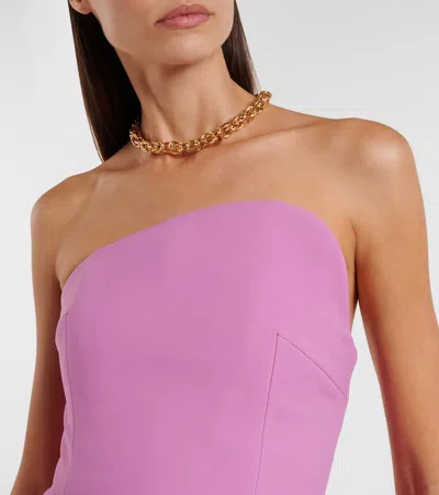 Solace London Britt Pleated Strapless Gown In Purple
