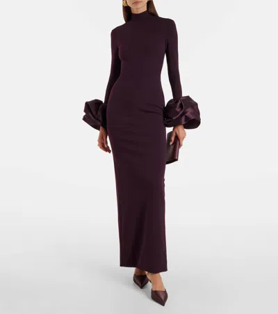 Solace London Viviana Satin-trimmed Gown In Purple