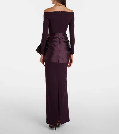 Solace London Kori Bow-detail Off-shoulder Gown In Black