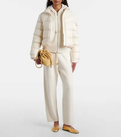 Moncler Womens Natural Petra Crop Shell-down Jacket In Neutral