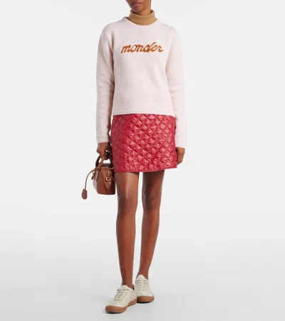 Moncler L And Cashmere Sweater With Logo In Pink
