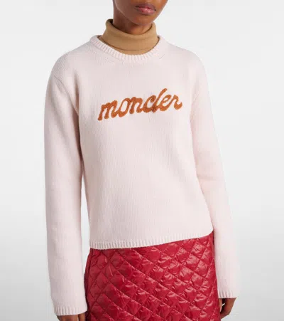 Moncler L And Cashmere Sweater With Logo In Pink