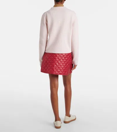 Moncler L And Cashmere Sweater With Logo In Pink