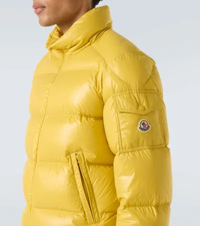 Moncler Levitha Hooded Short Down Jacket In Yellow