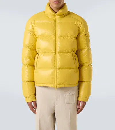 Moncler Levitha Hooded Short Down Jacket In Yellow