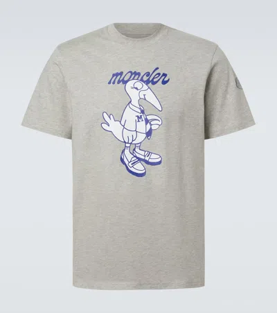 Moncler Mascot Logo Cotton T-shirt In Gray