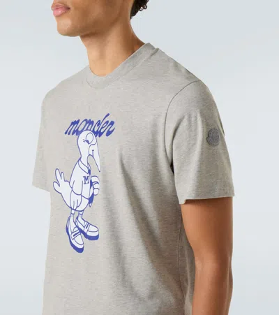 Moncler Mascot Logo Cotton T-shirt In Gray