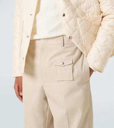 Moncler Tailored Cotton Gabardine Pants In Neutral