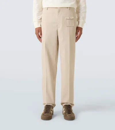 Moncler Tailored Cotton Gabardine Pants In Neutral