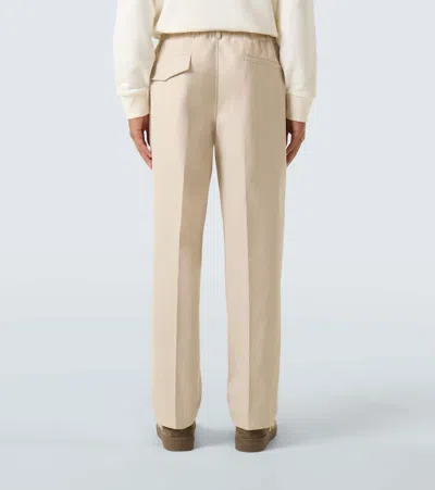 Moncler Tailored Cotton Gabardine Pants In Neutral