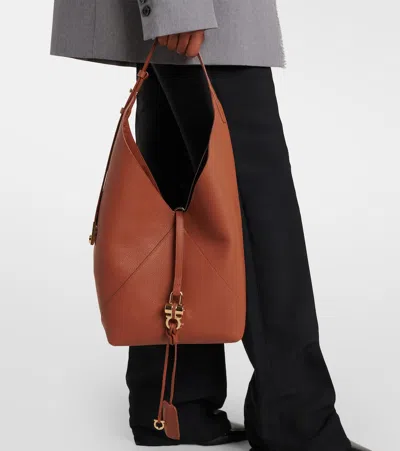 Ferragamo Origami Medium Leather Shoulder Bag