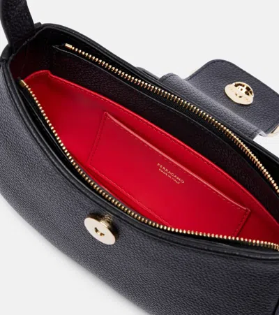 Ferragamo Gabry Black Calf Leather Shoulder Bag
