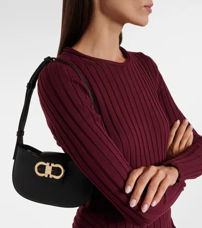 Ferragamo Gabry Black Calf Leather Shoulder Bag