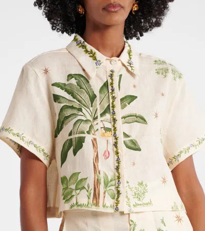 Agua By Agua Bendita Virtuosa Wild Embroidered Linen Shirt