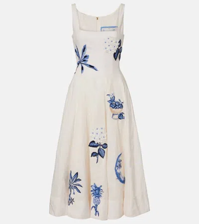 Agua By Agua Bendita Frontera Wild Embroidered Linen Midi Dress