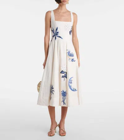 Agua By Agua Bendita Frontera Wild Embroidered Linen Midi Dress