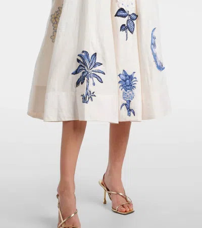 Agua By Agua Bendita Frontera Wild Embroidered Linen Midi Dress
