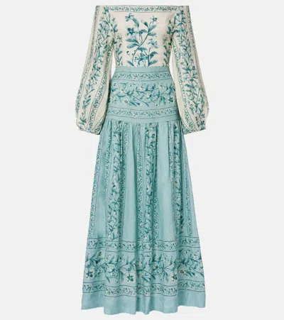 Agua By Agua Bendita Senlis Off-shoulder Linen Maxi Dress