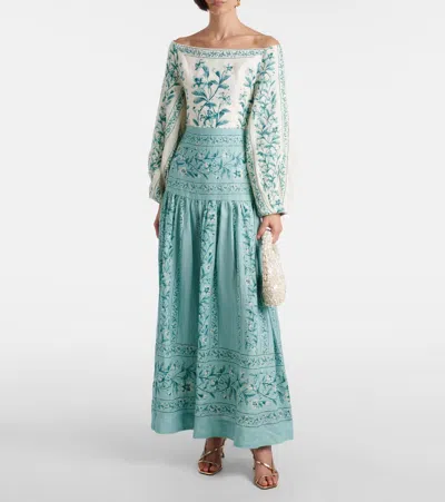Agua By Agua Bendita Senlis Off-shoulder Linen Maxi Dress