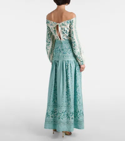 Agua By Agua Bendita Senlis Off-shoulder Linen Maxi Dress