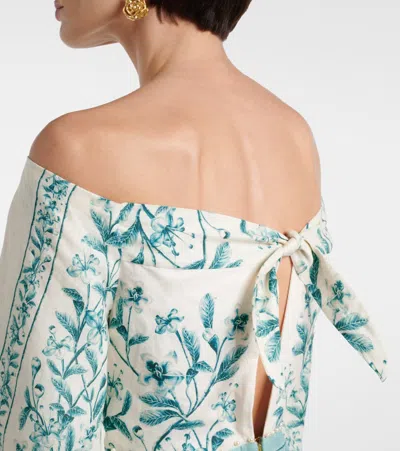 Agua By Agua Bendita Senlis Off-shoulder Linen Maxi Dress