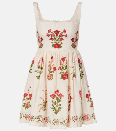 Agua By Agua Bendita Barbara Mini Canna Floral Linen Minidress