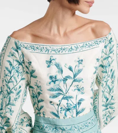 Agua By Agua Bendita Senlis Off-shoulder Linen Maxi Dress