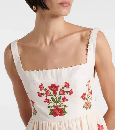 Agua By Agua Bendita Barbara Mini Canna Floral Linen Minidress