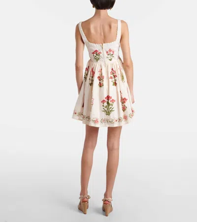 Agua By Agua Bendita Barbara Mini Canna Floral Linen Minidress