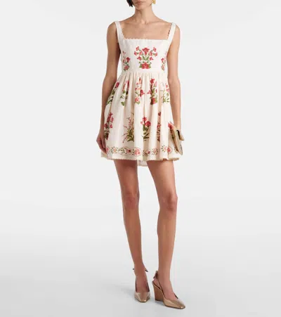 Agua By Agua Bendita Barbara Mini Canna Floral Linen Minidress