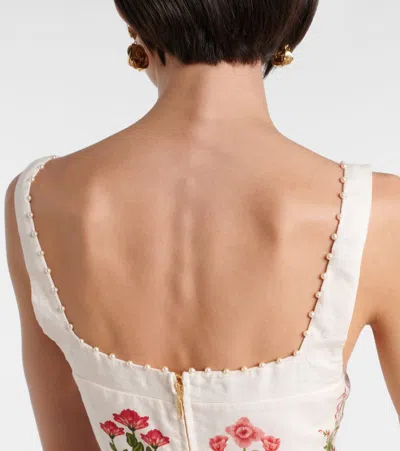 Agua By Agua Bendita Barbara Mini Canna Floral Linen Minidress