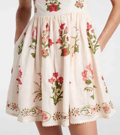 Agua By Agua Bendita Barbara Mini Canna Floral Linen Minidress