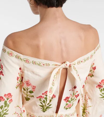 Agua By Agua Bendita Senlis Canna Off-shoulder Linen Maxi Dress