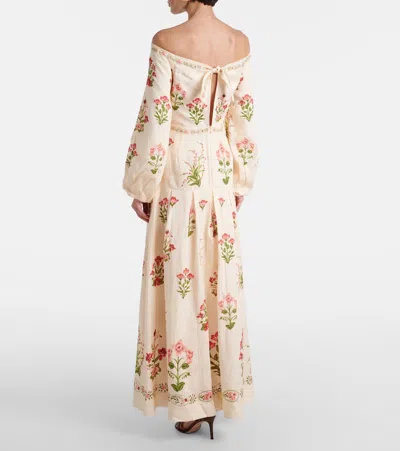 Agua By Agua Bendita Senlis Canna Off-shoulder Linen Maxi Dress