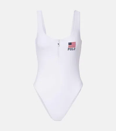 Polo Ralph Lauren Zipper Scoop Tank Logo Swimsuit