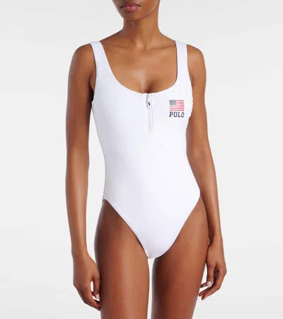 Polo Ralph Lauren Zipper Scoop Tank Logo Swimsuit