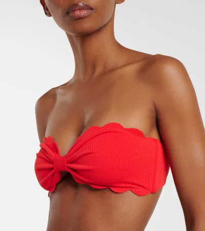 Marysia Antibes Scalloped Bandeau Bikini Top In Red
