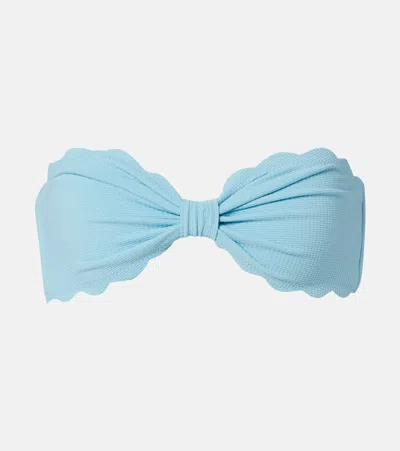 Marysia Antibes Scalloped Bikini Bandeau Top In Blue