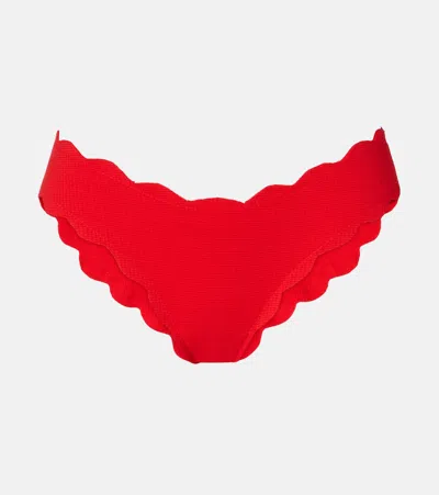 Marysia High Antibes Scalloped Bikini Bottoms In Red