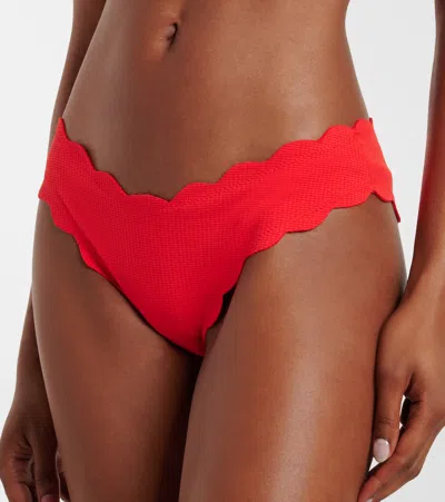 Marysia High Antibes Scalloped Bikini Bottoms In Red