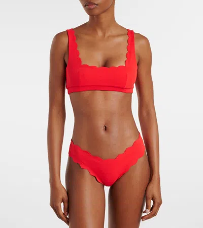 Marysia High Antibes Scalloped Bikini Bottoms In Red