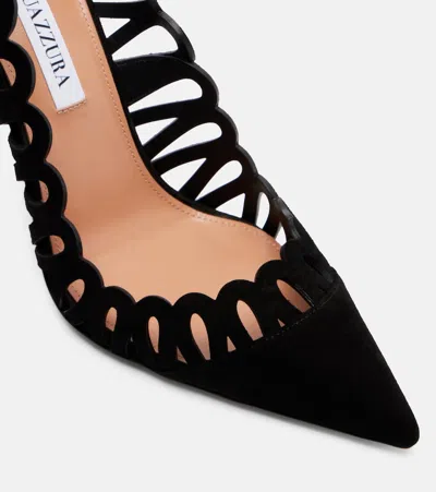 Aquazzura Peep 105 Scalloped Leather Pumps