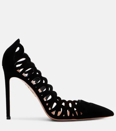 Aquazzura Peep 105 Scalloped Leather Pumps
