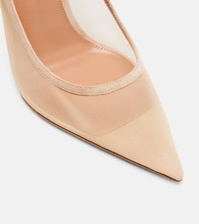 Aquazzura Love Affair 105 Suede-trimmed Mesh Pumps In Neutral
