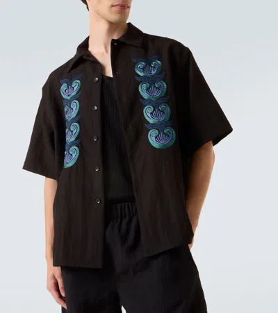 Commas Embroidered Shirt In Brown
