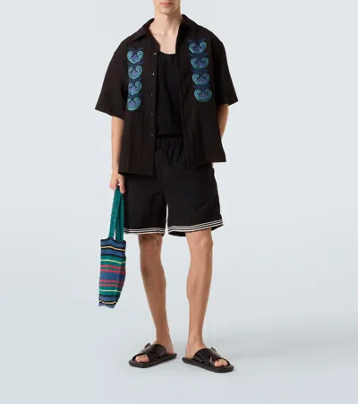 Commas Embroidered Shirt In Brown
