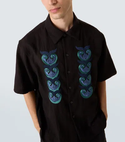 Commas Embroidered Shirt In Brown