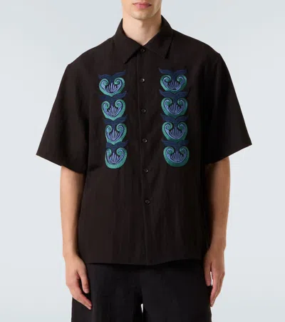 Commas Embroidered Shirt In Brown