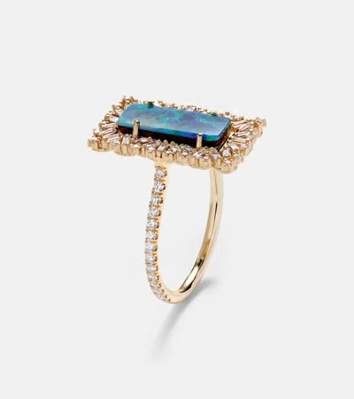 Suzanne Kalan 18kt Gold Ring With Opal And Diamonds