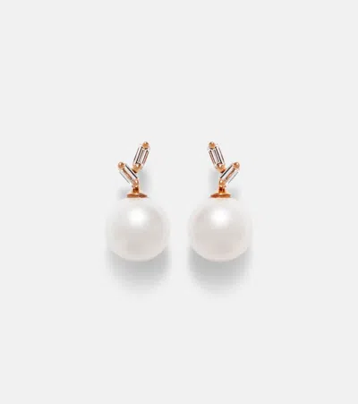 Suzanne Kalan 18kt Rose Gold Earrings With Diamonds And Pearls